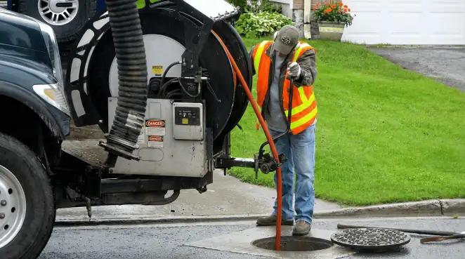 Technician using specialized drainage equipment for sewer line cleaning and foundation protection in Rockford, IL