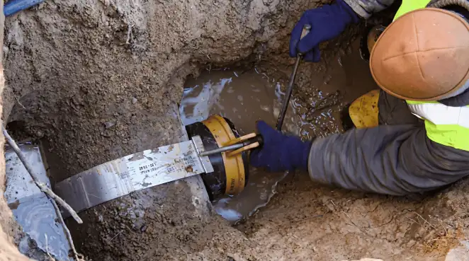 Technician performing underground drainage repair for foundation protection and gutter systems in Rockford, IL